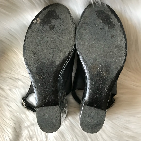 Chanel Leather & Metallic Platform Wedges Sandals - Picture 6 of 8
